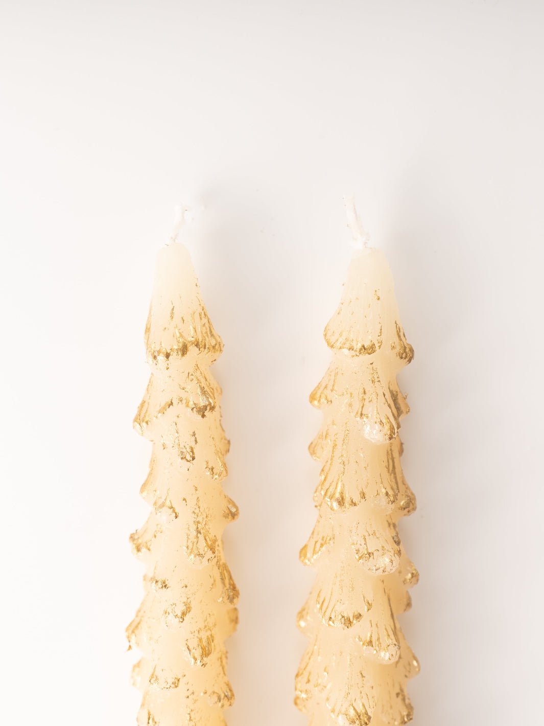 Tall Gold Dipped Ivory Tree Taper Candles - Heyday