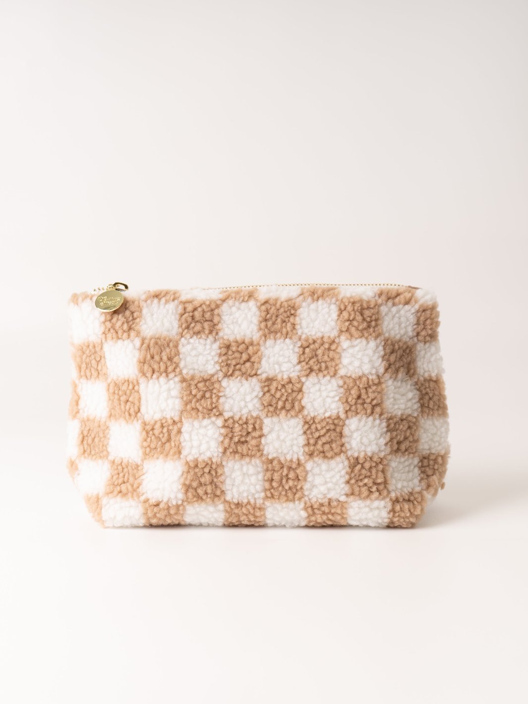 Tan Check Teddy Pouch - Heyday