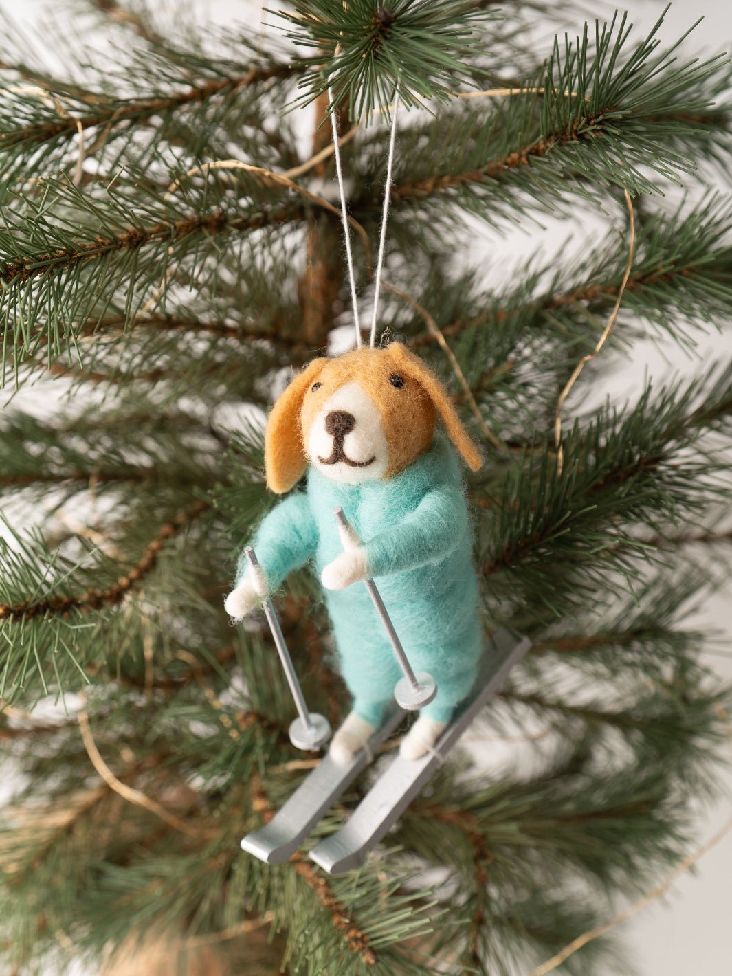 Teal Skiing Dog Ornament - Heyday