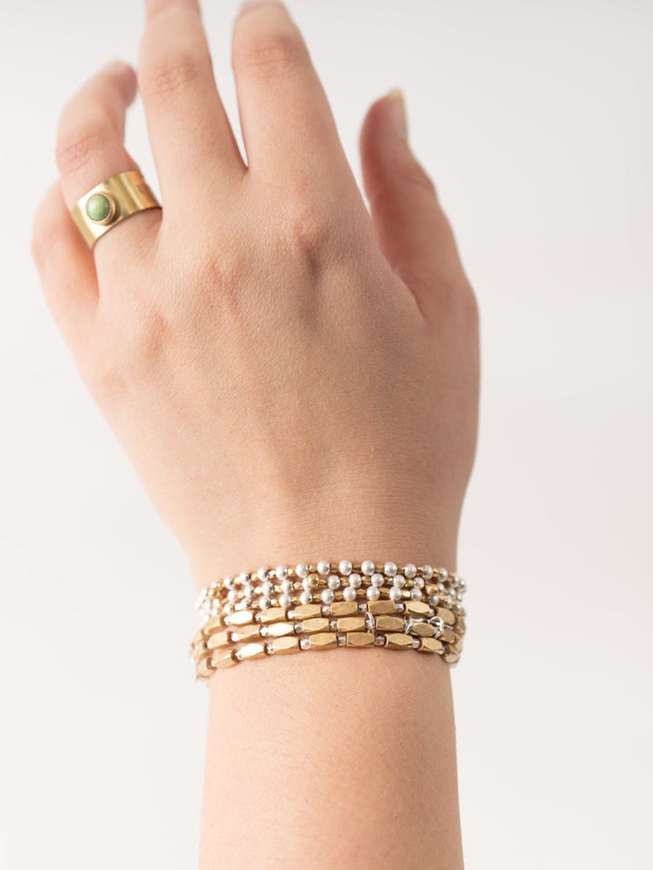 Teardrop Silver & Gold Metal Wrap Bracelet - Heyday