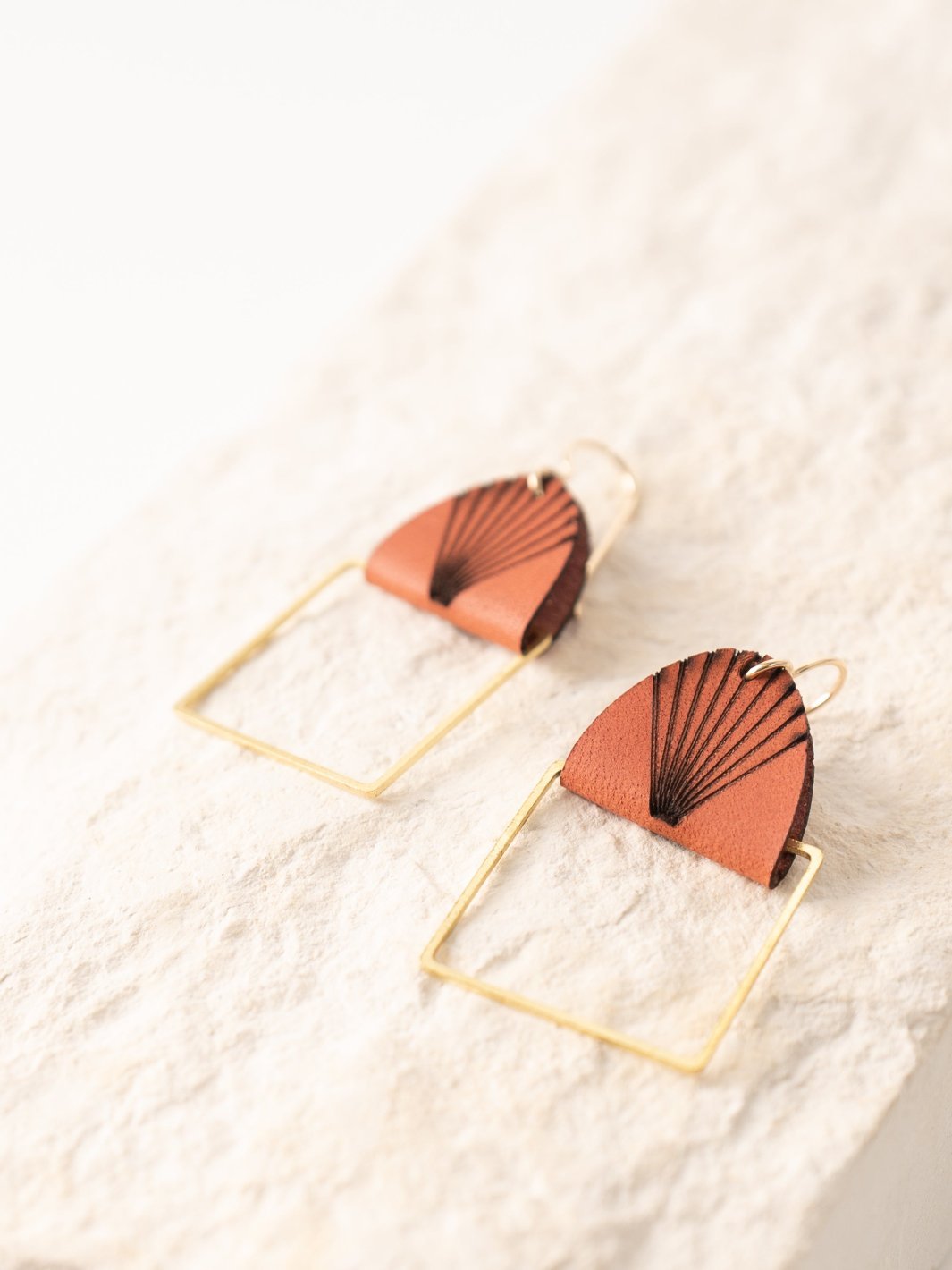 Terracotta Boho Square Small Earrings - Heyday