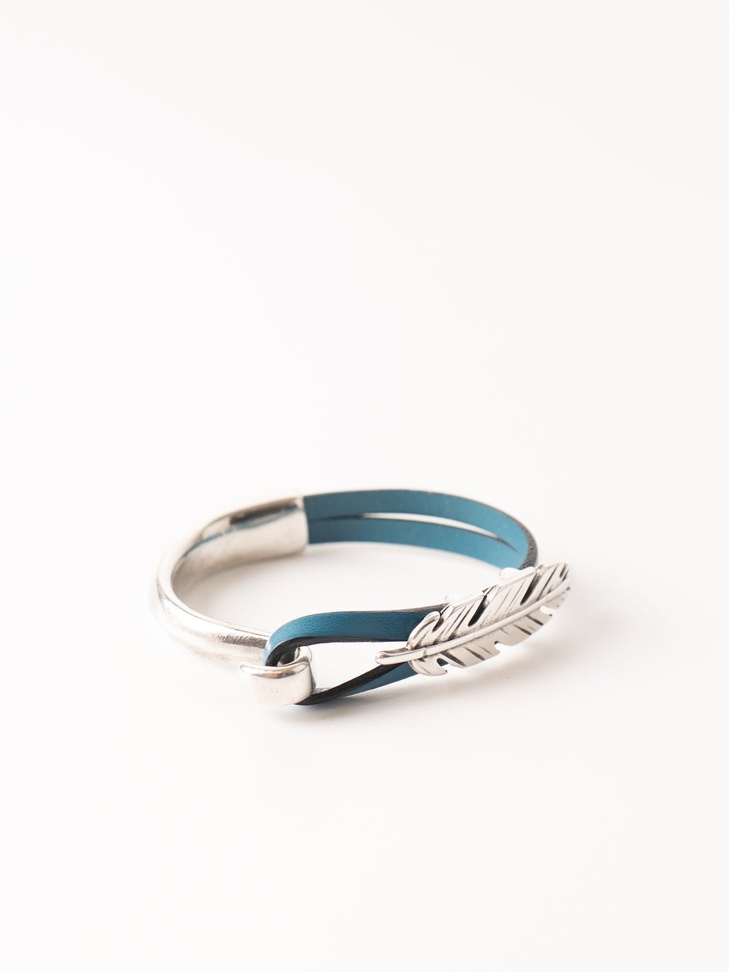 Turquoise Leather Feather Cuff Bracelet - Heyday