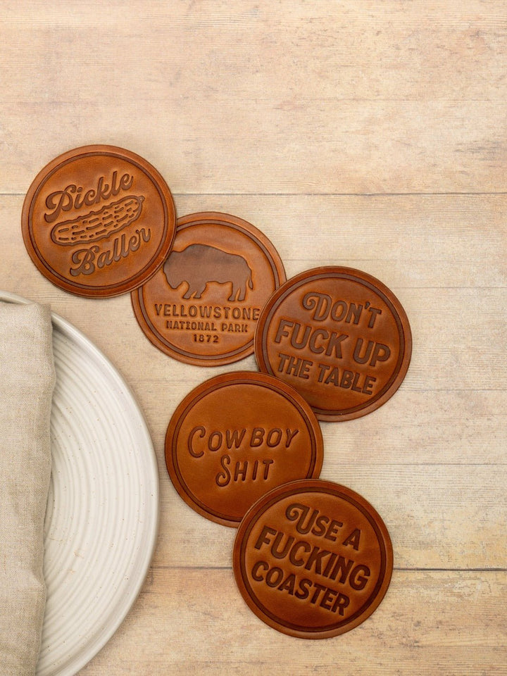 Use a F*cking Coaster Leather Coaster - Heyday