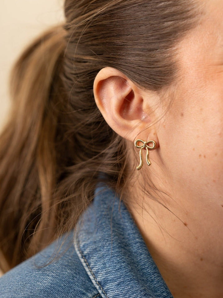 Vintage Gold Bow Stud Earrings - Heyday