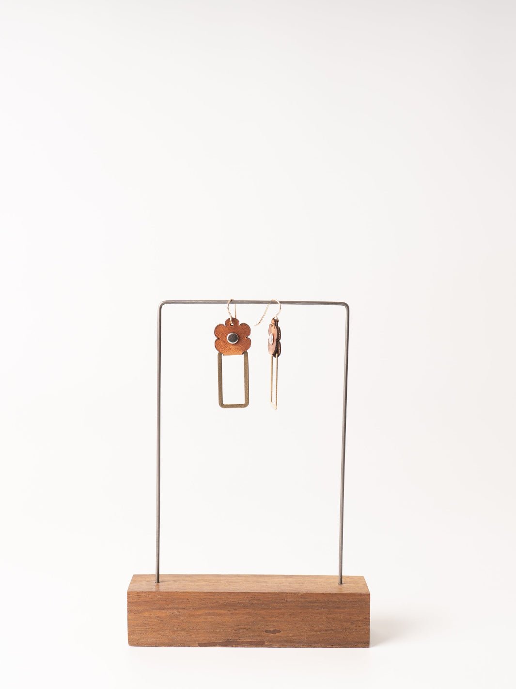 Waxy Tan Leather Flower Earrings - Heyday