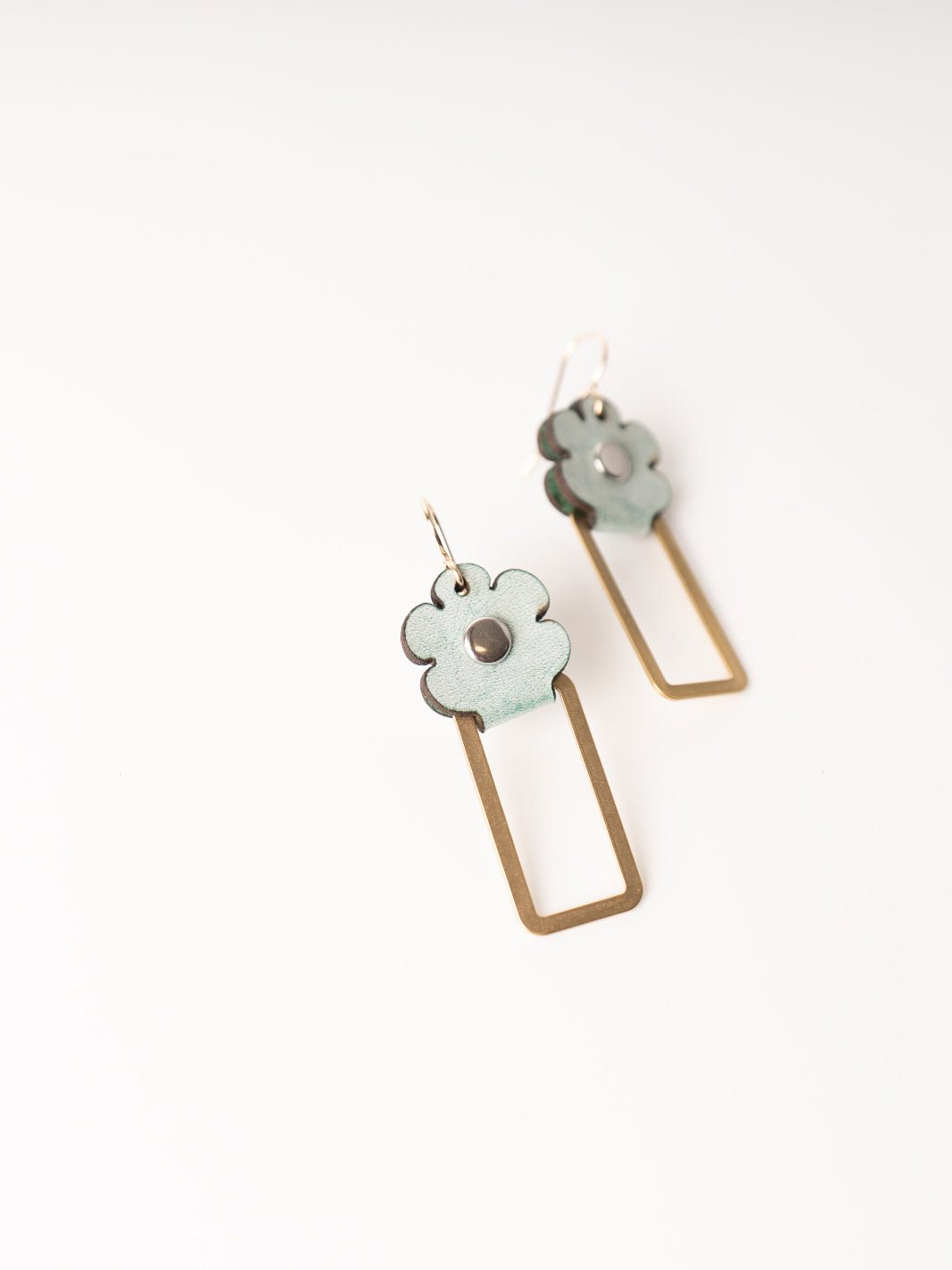 Waxy Turquoise Leather Flower Earrings - Heyday