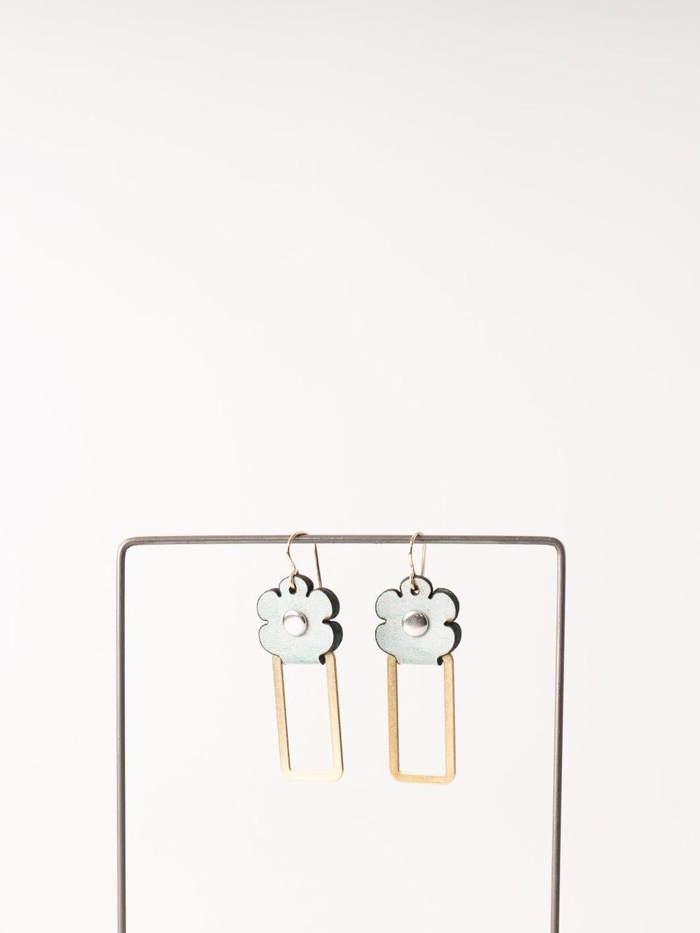 Waxy Turquoise Leather Flower Earrings - Heyday