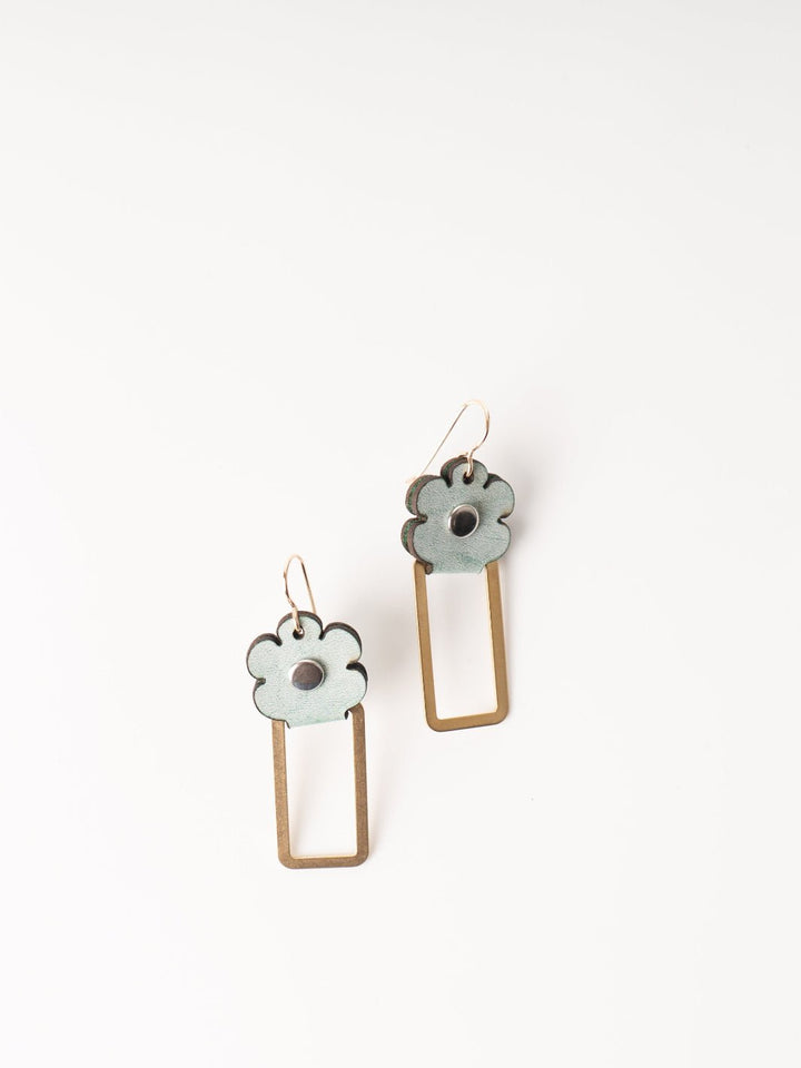 Waxy Turquoise Leather Flower Earrings - Heyday