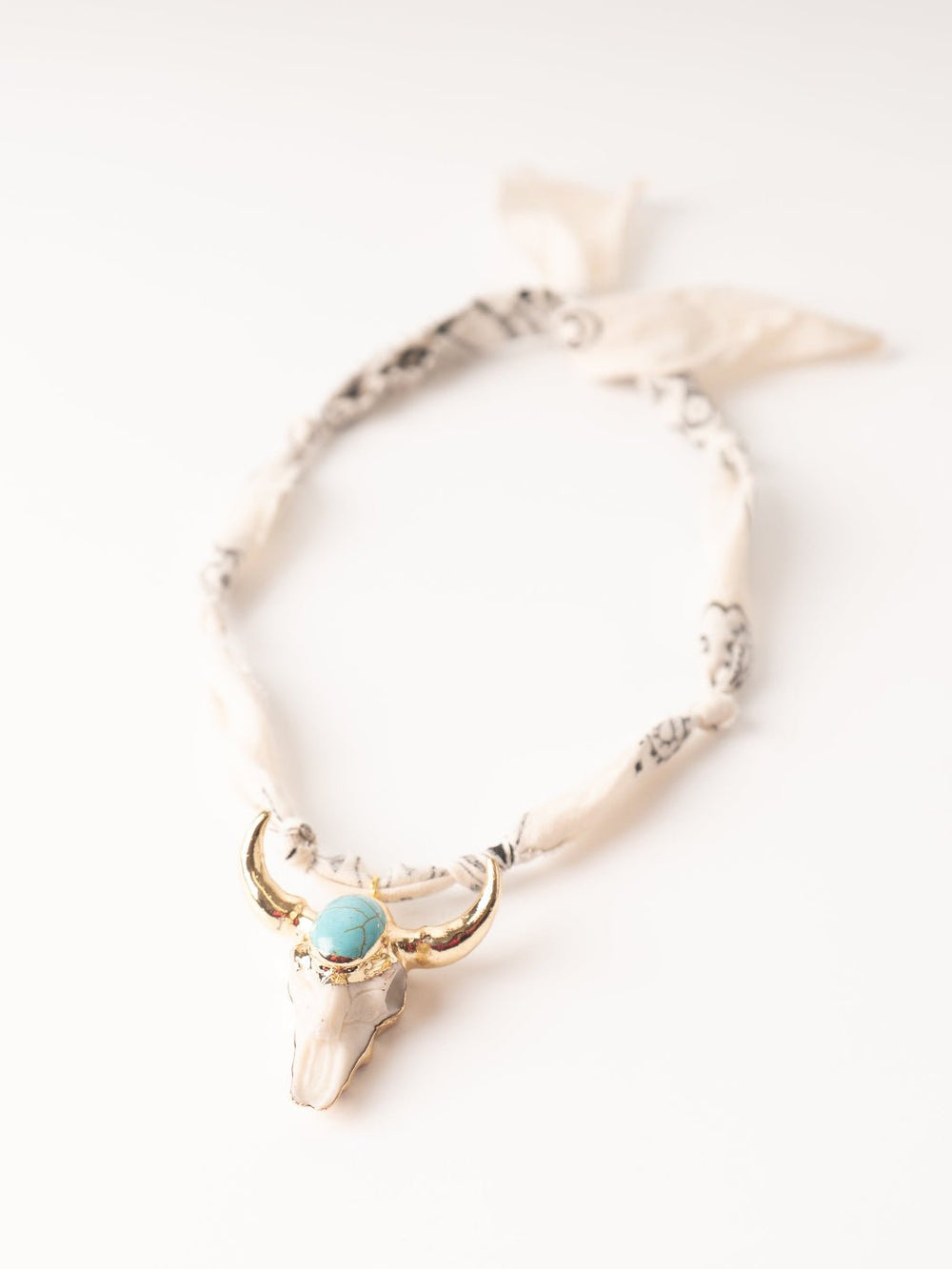 White Sundown Skull Bandana Necklace - Heyday