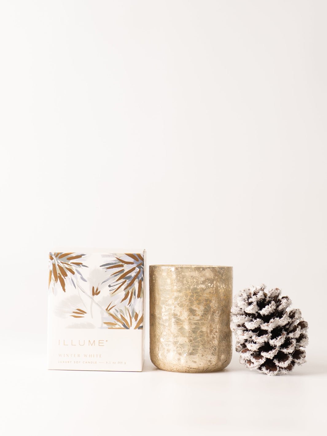 Winter White Crackled Glass Candle - Heyday