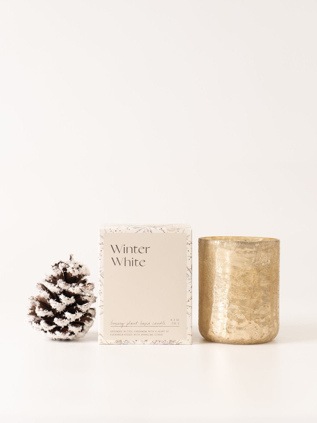 Winter White Crackled Glass Candle - Heyday