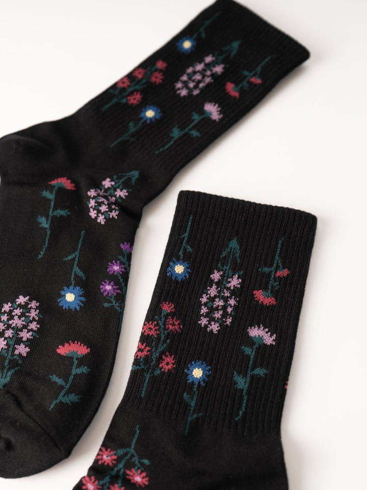 Women's Black Botanical Garden Socks - Heyday