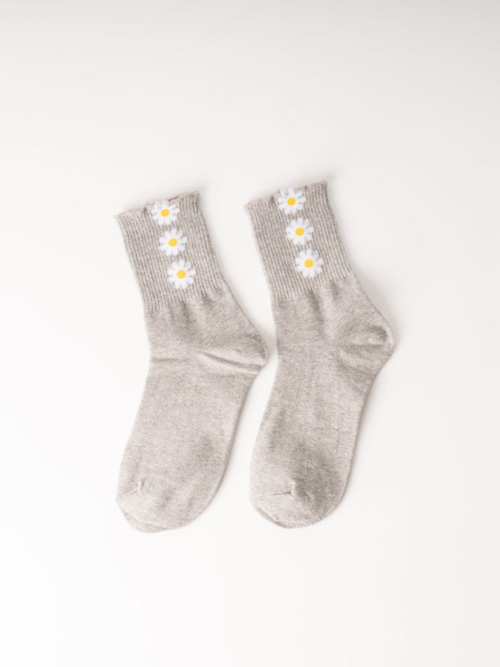 Women's Grey Daisy Crew Socks - Heyday