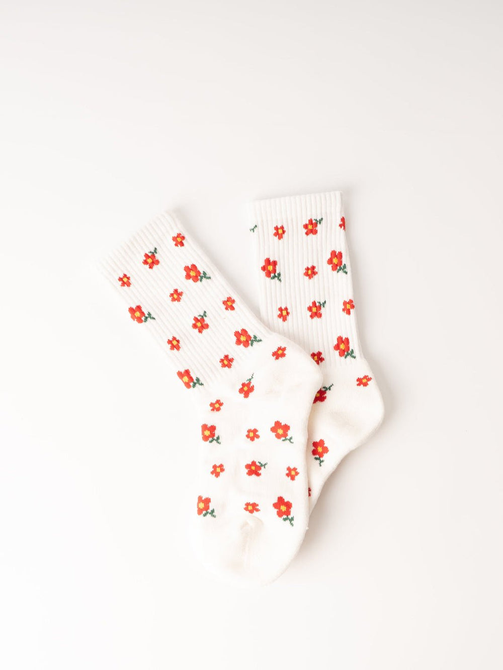 Women's Little Red Flower Crew Socks - Heyday