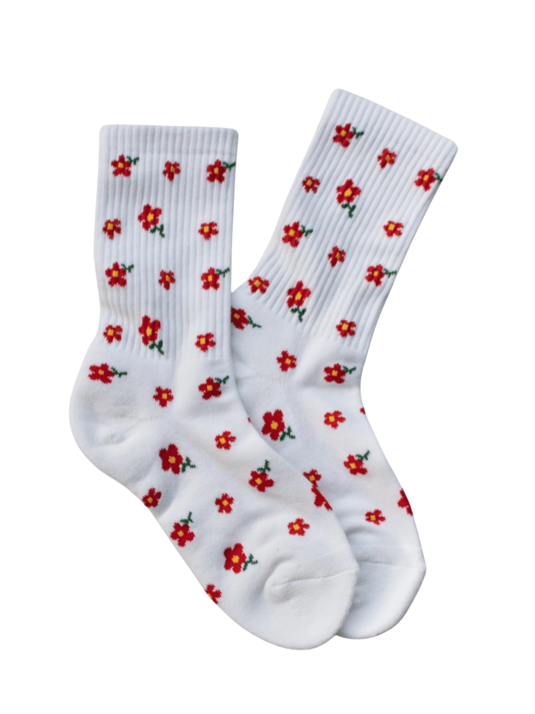 Women's Little Red Flower Crew Socks - Heyday