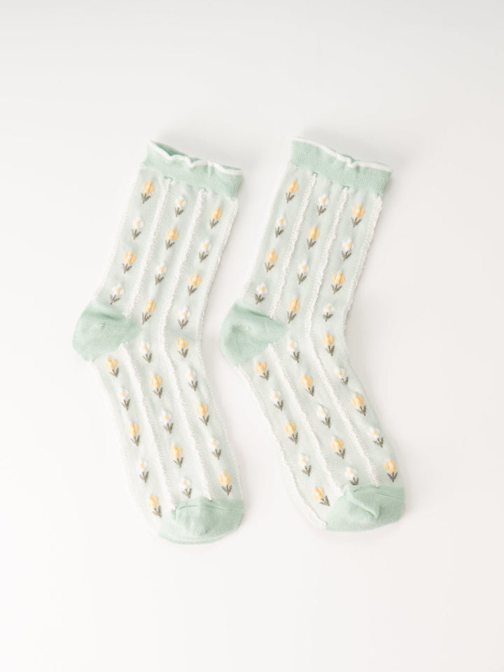 Women's Mint Floral Socks - Heyday