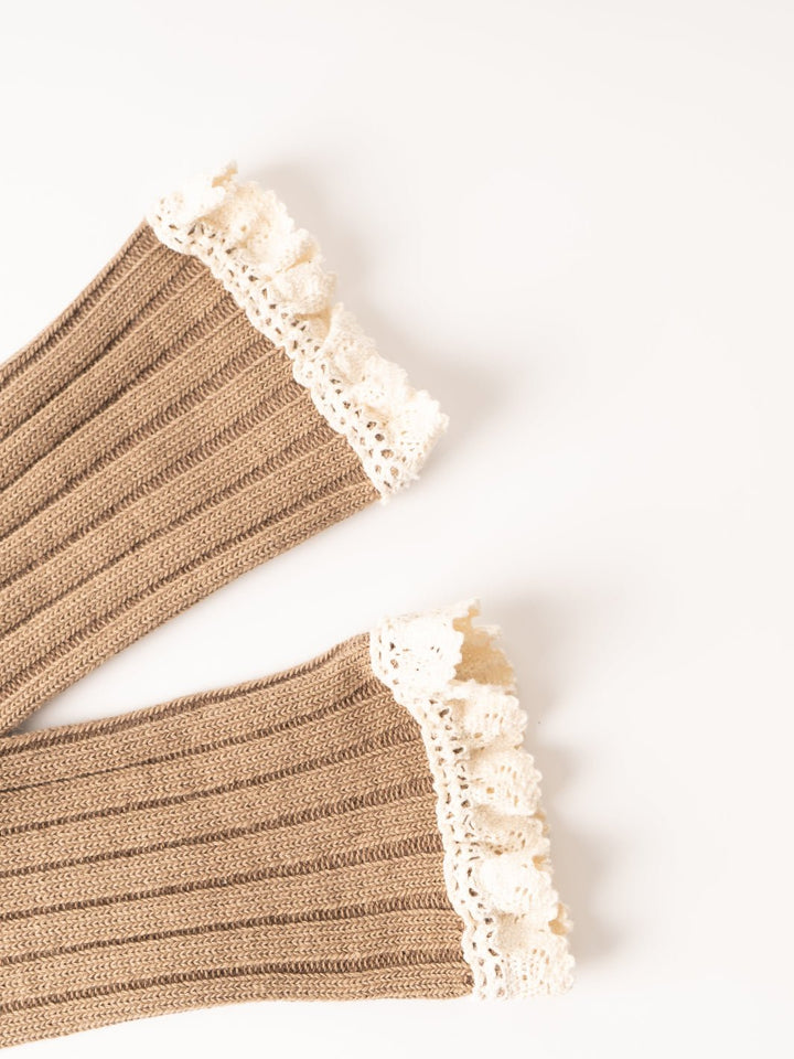 Women's Mocha Crochet Trim Socks - Heyday
