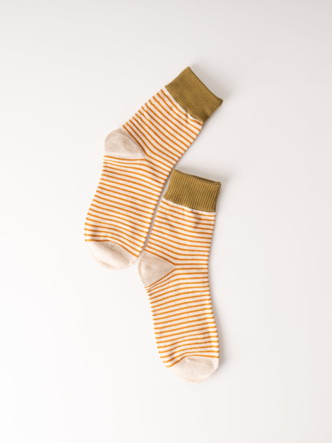 Women's Olive Oatmeal Stripe Socks - Heyday
