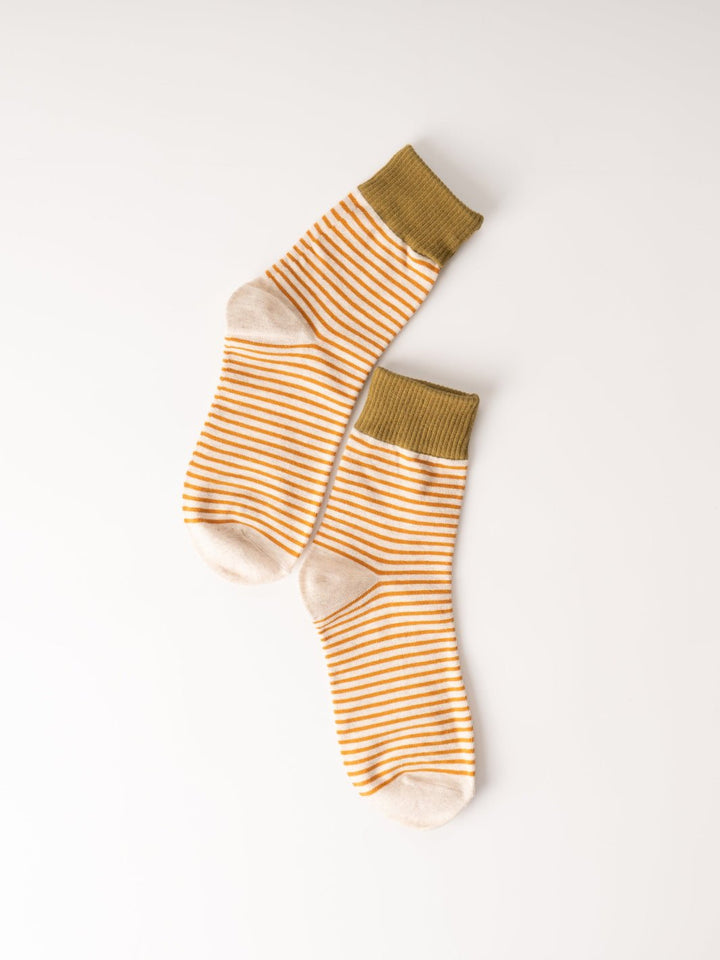 Women's Olive Oatmeal Stripe Socks - Heyday