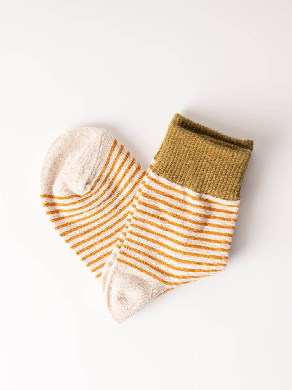 Women's Olive Oatmeal Stripe Socks - Heyday