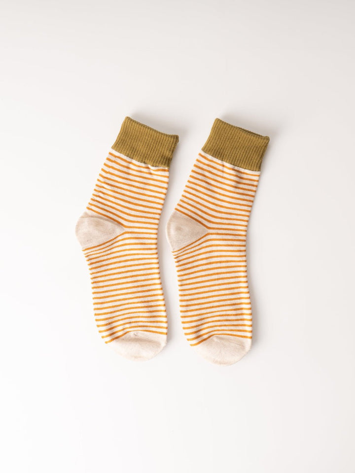 Women's Olive Oatmeal Stripe Socks - Heyday