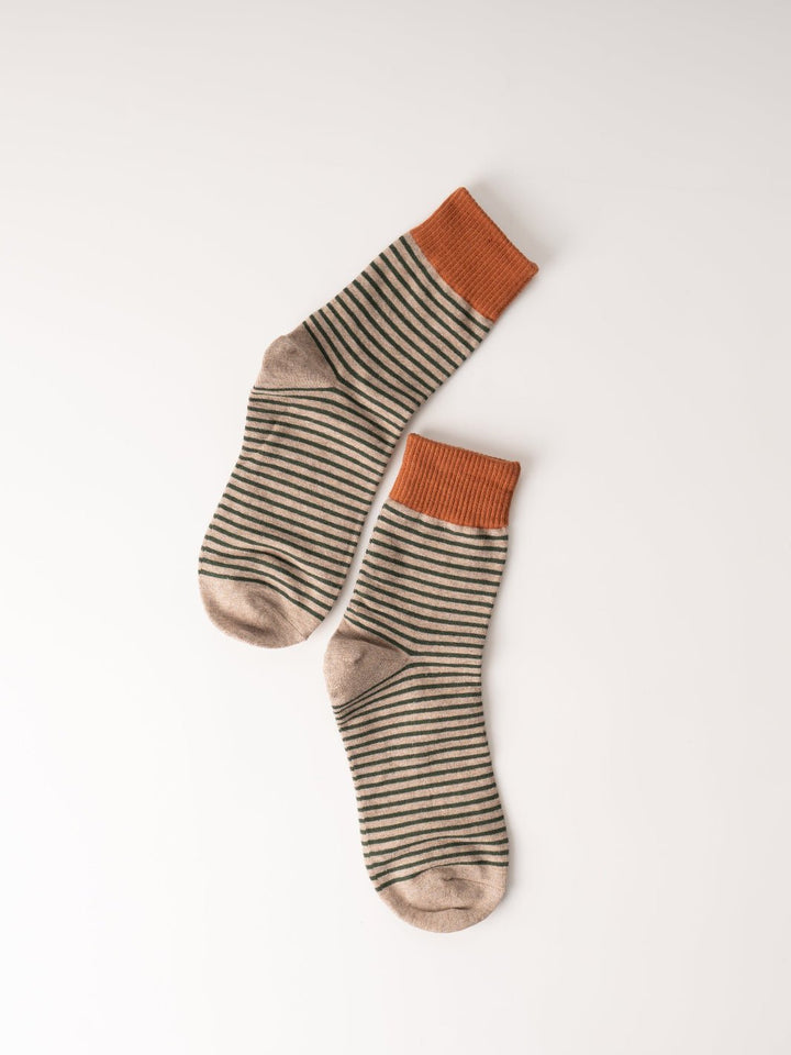 Women's Rust Mocha Stripe Socks - Heyday