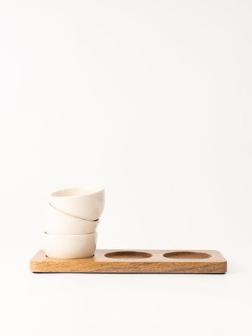 Wood Tray with Bowls
