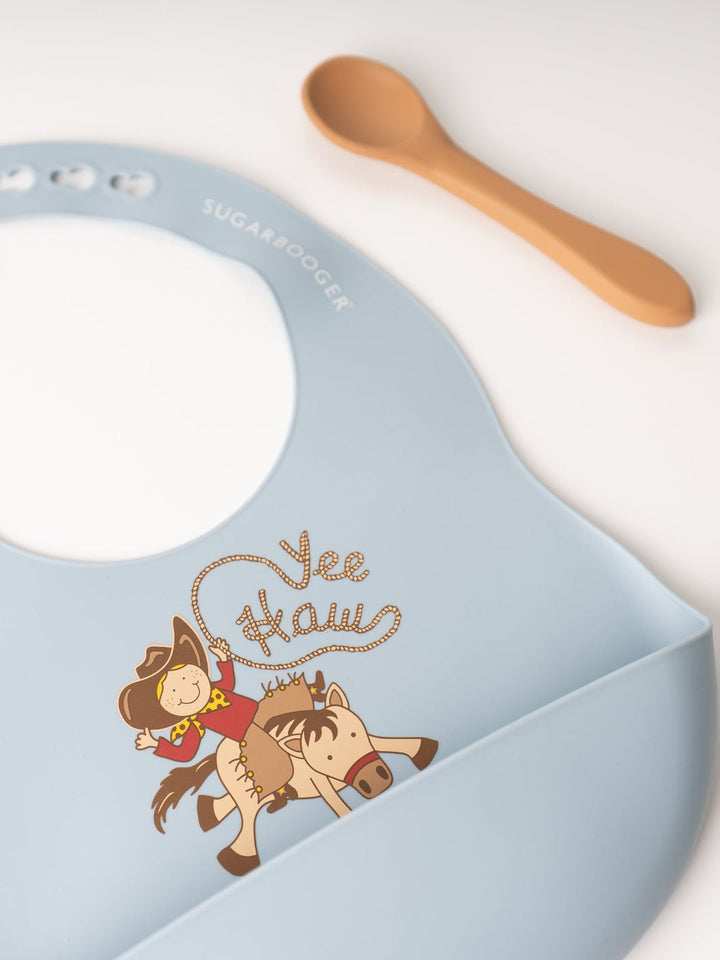 Yee Haw Cowboy Silicone Bib and Spoon Set - Heyday
