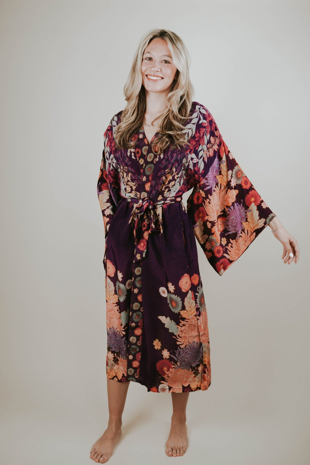 Amethyst Wisteria Kimono Gown - Heyday