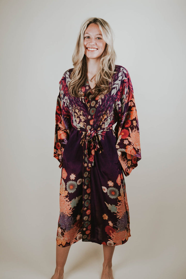 Amethyst Wisteria Kimono Gown - Heyday