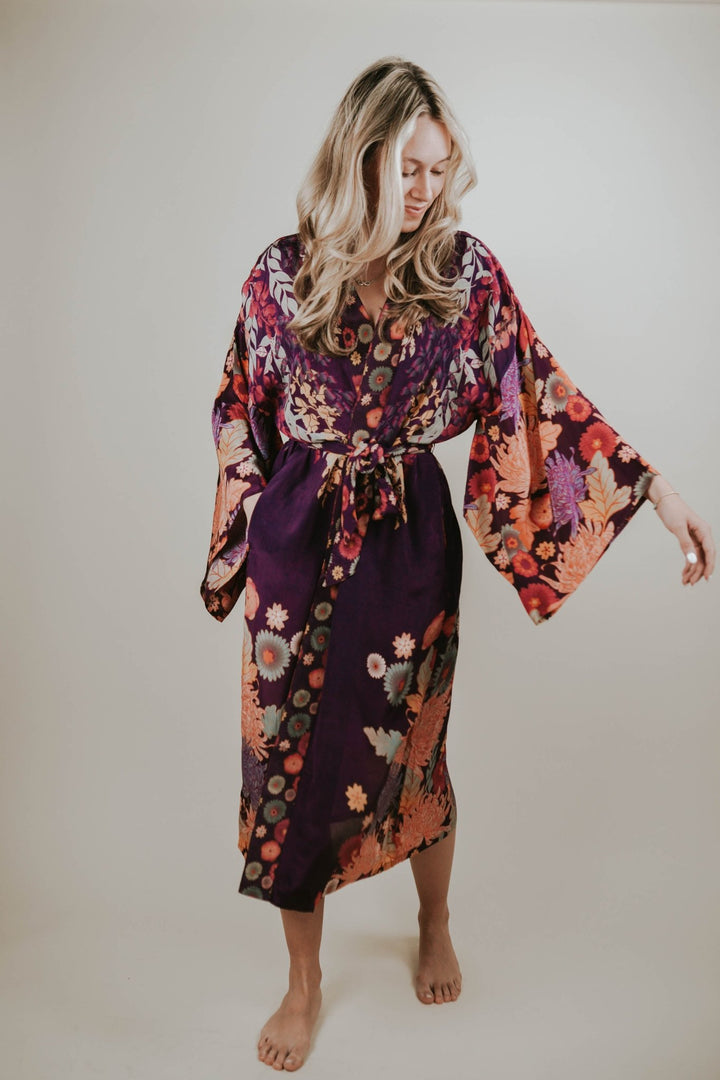 Amethyst Wisteria Kimono Gown - Heyday