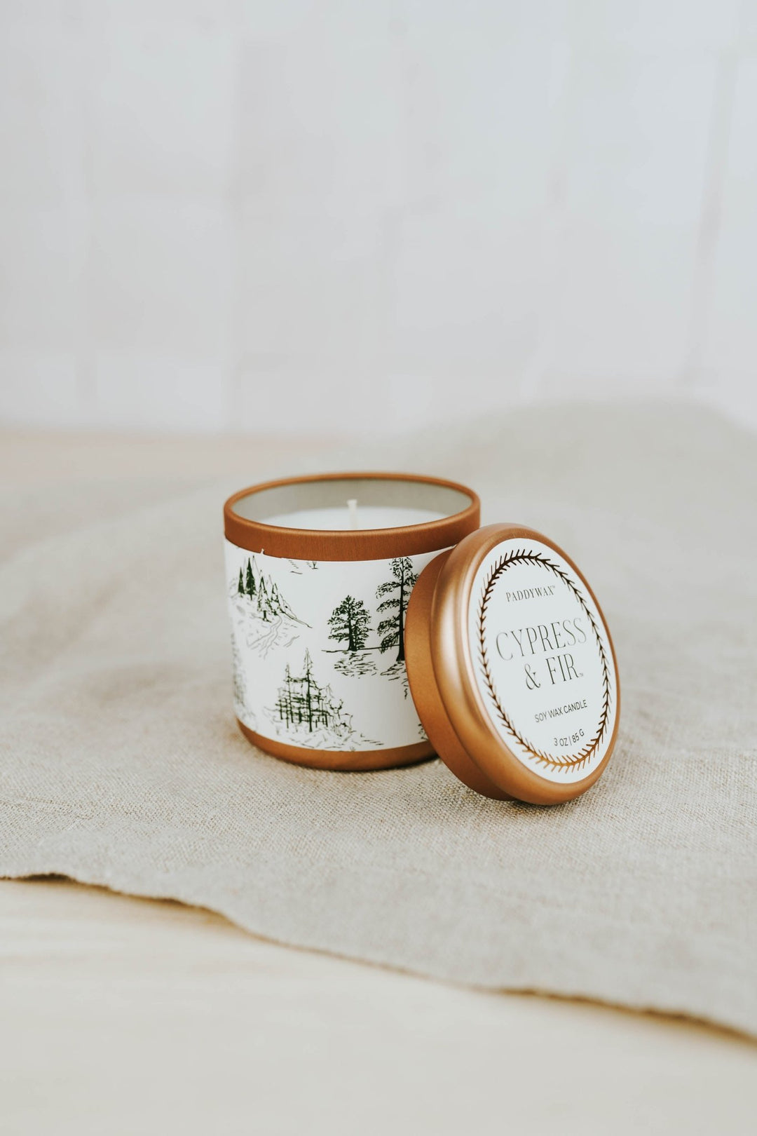 Cypress + Fir White Petite Tin Candle - Heyday