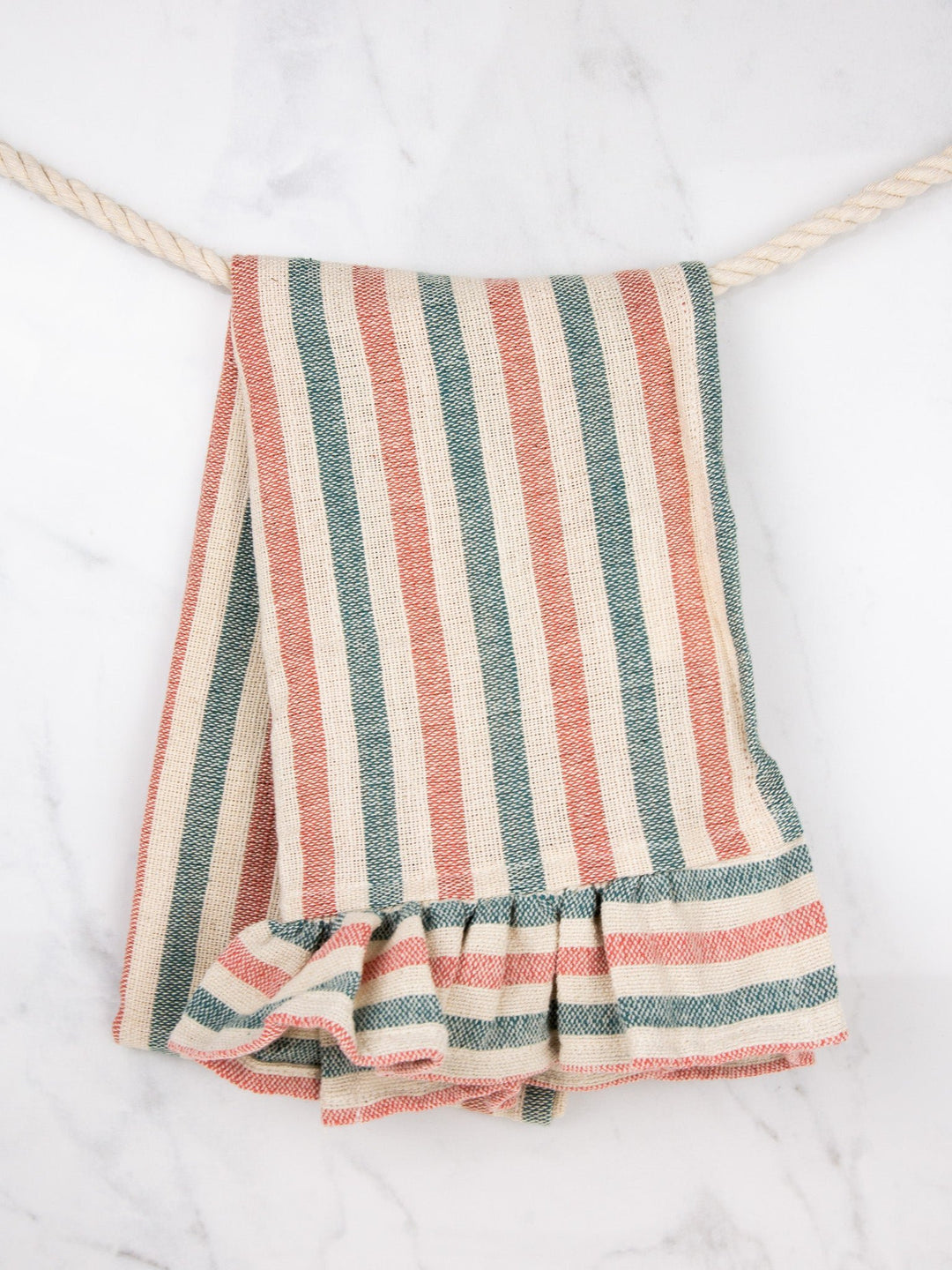 Dark Multi Striped Ruffle Tea Towel - Heyday