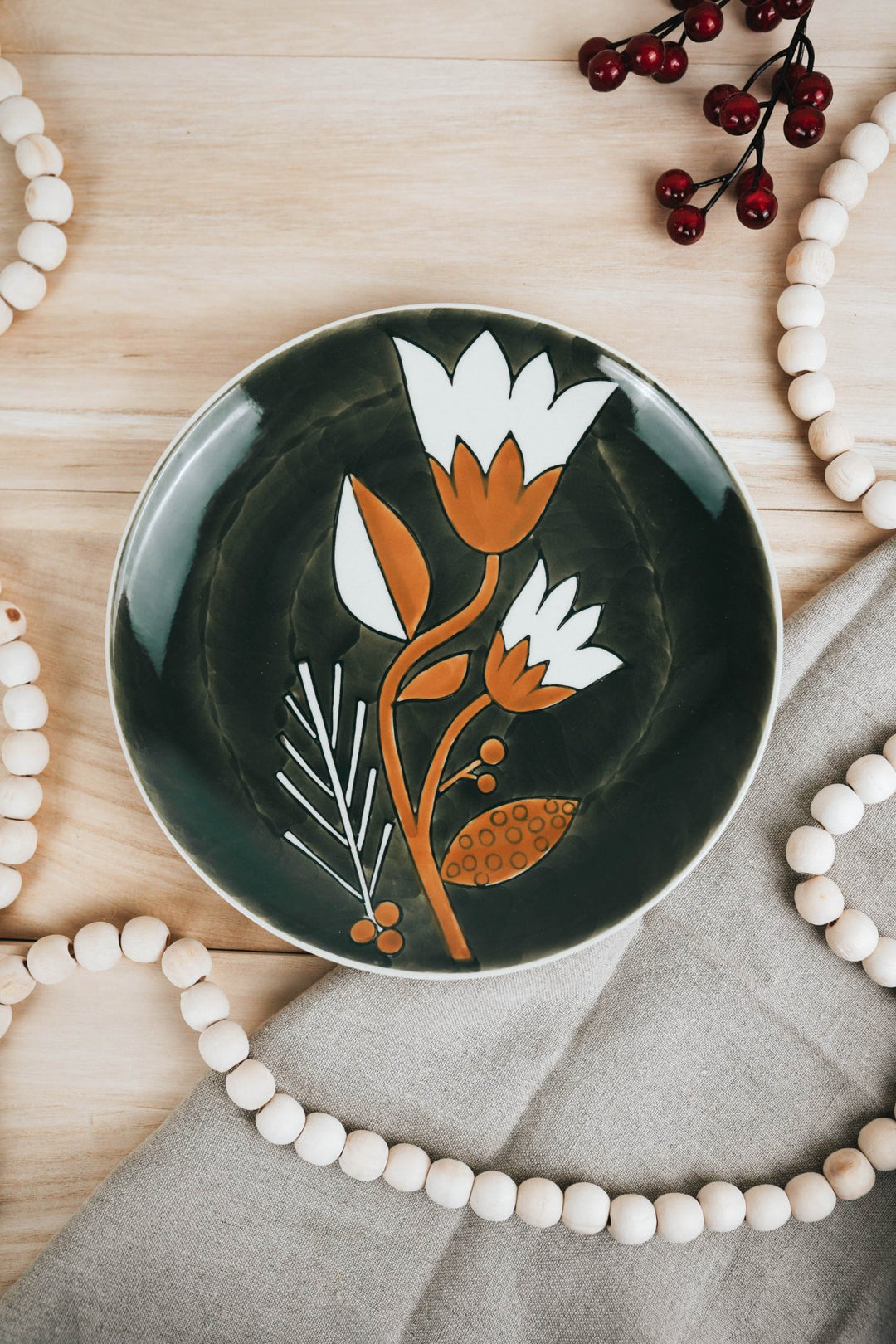 Green + Gold Floral Plate - Heyday