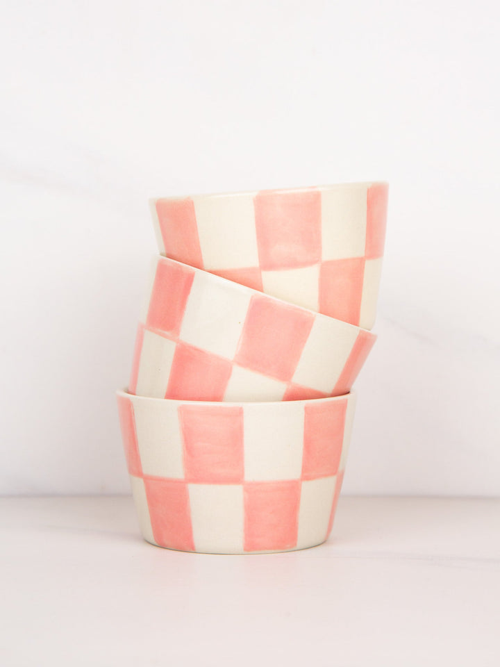 Large Pink Checkered Bowl - Heyday