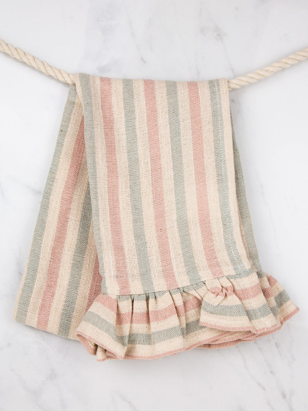 Light Multi Striped Ruffle Tea Towel - Heyday