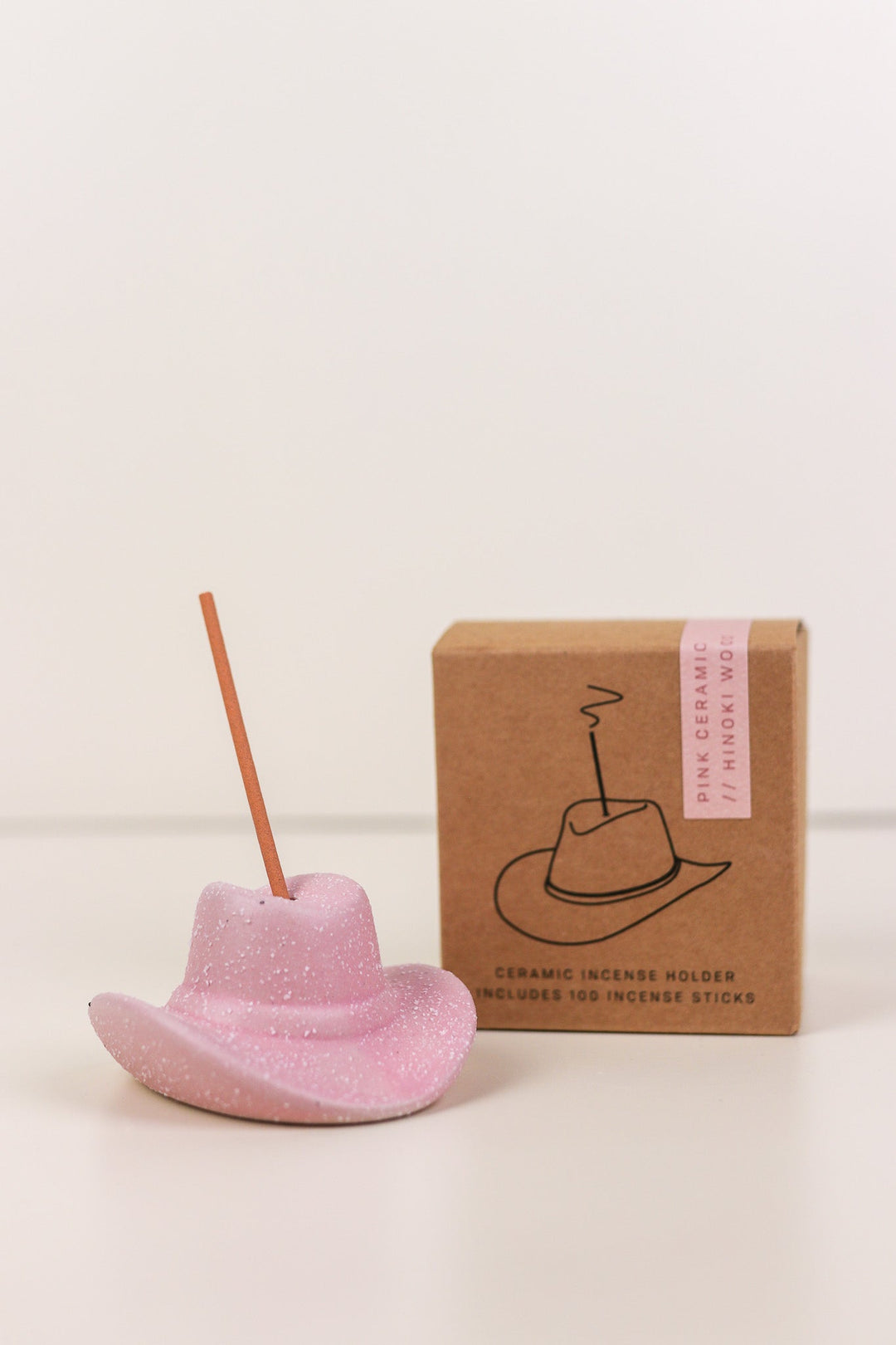 Pink Hinoki Wood Cowboy Hat Incense Holder - Heyday
