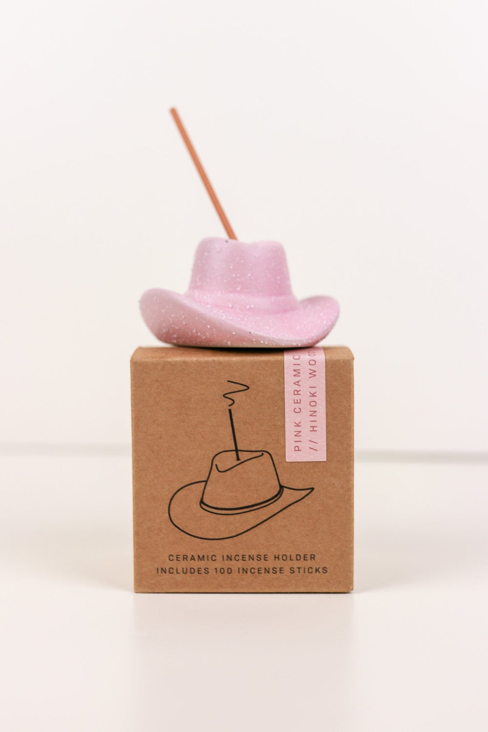 Pink Hinoki Wood Cowboy Hat Incense Holder - Heyday