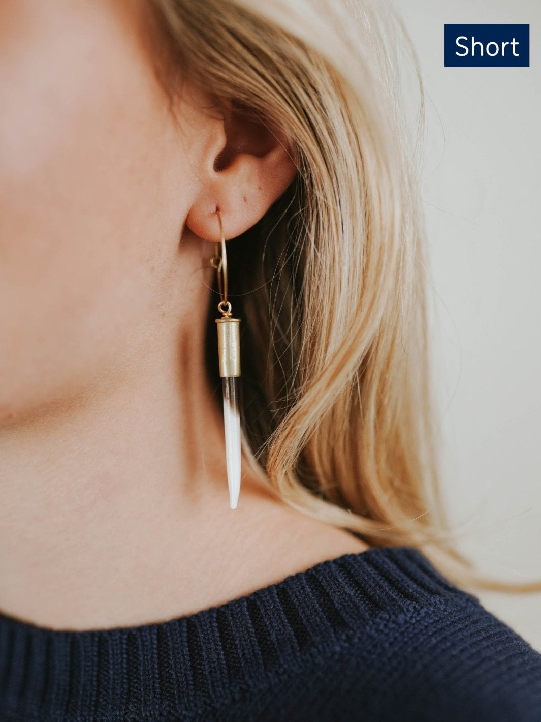 Commonform Quill Hoop Earrings - Heyday Bozeman Mostly White / Long >2.5
