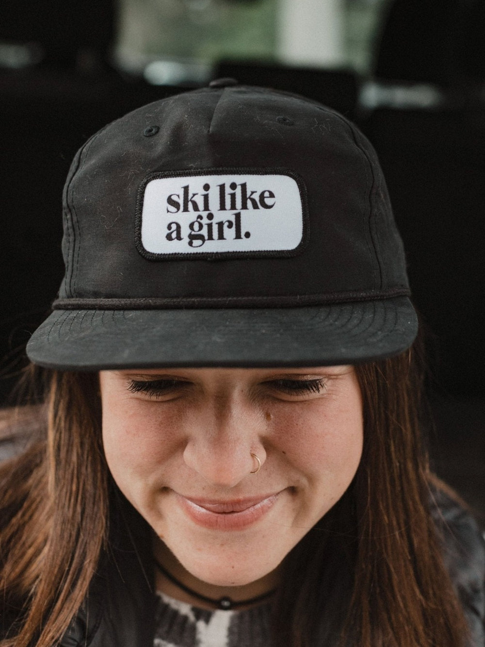 Ski Like a Girl Black Nylon Hat - Heyday