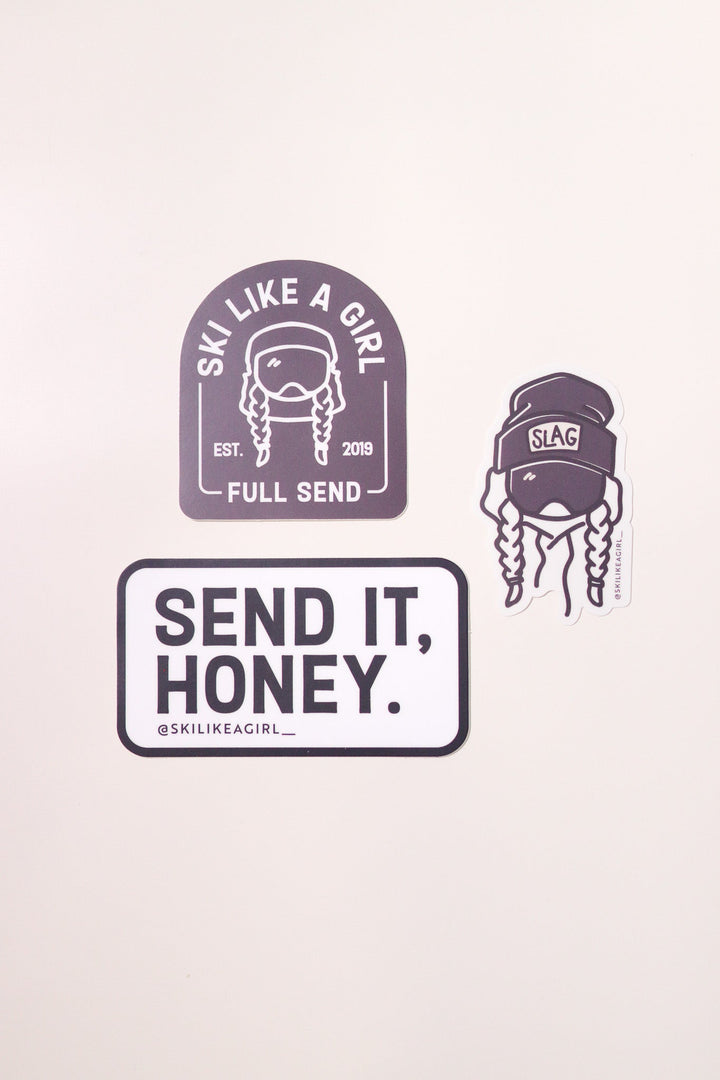 Ski Like a Girl Black Sticker 3-Pack - Heyday