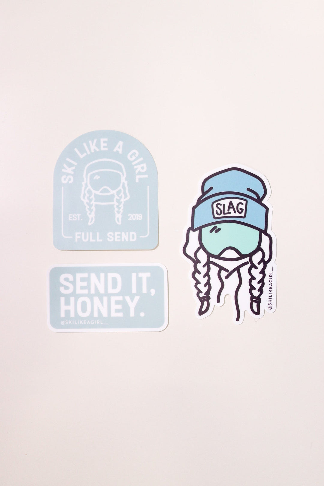 Full Send Arch Sticker – Blush – Ski Like a Girl