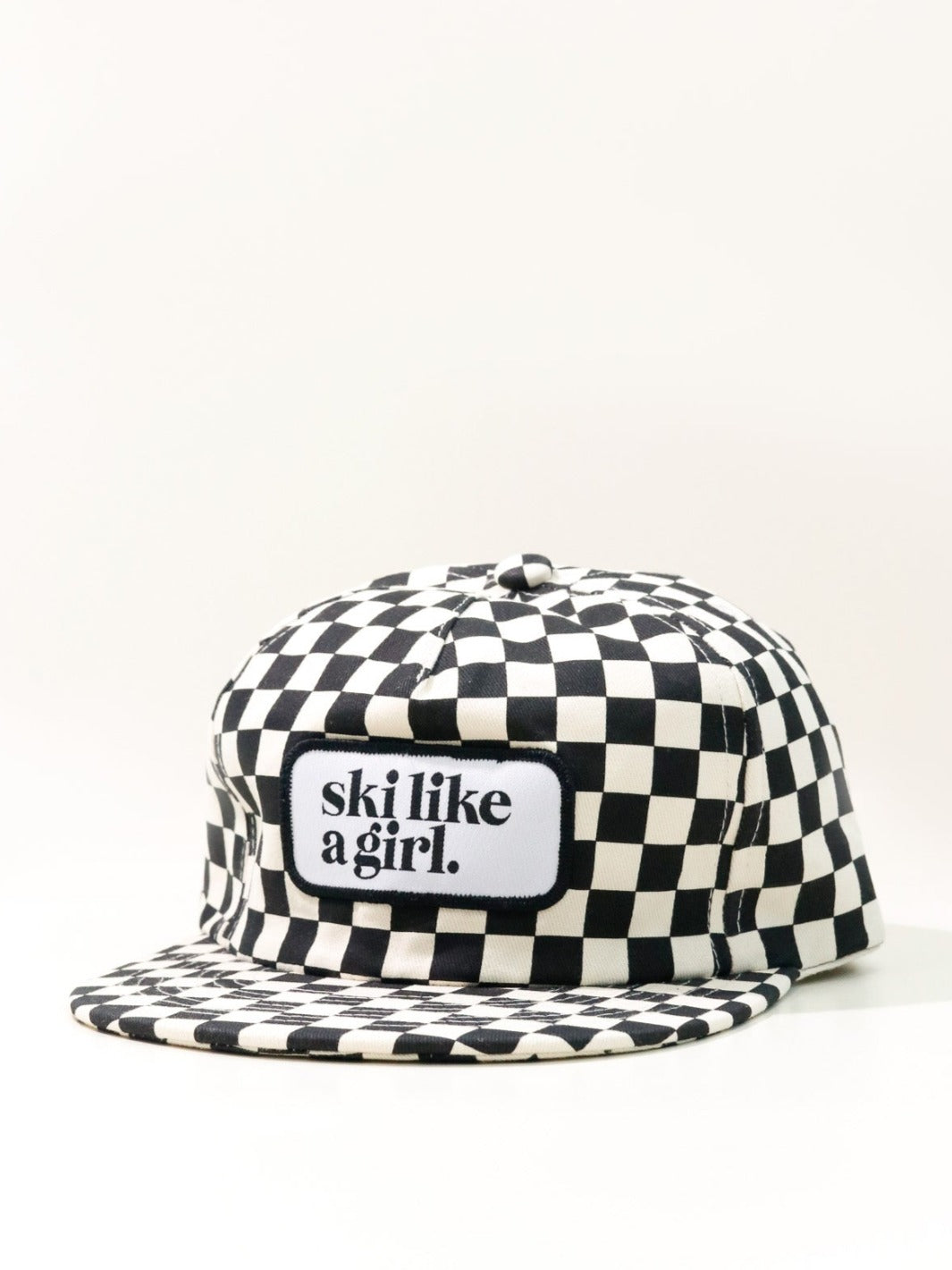 Ski Like a Girl Kids Black Checkerboard Hat - Heyday Bozeman