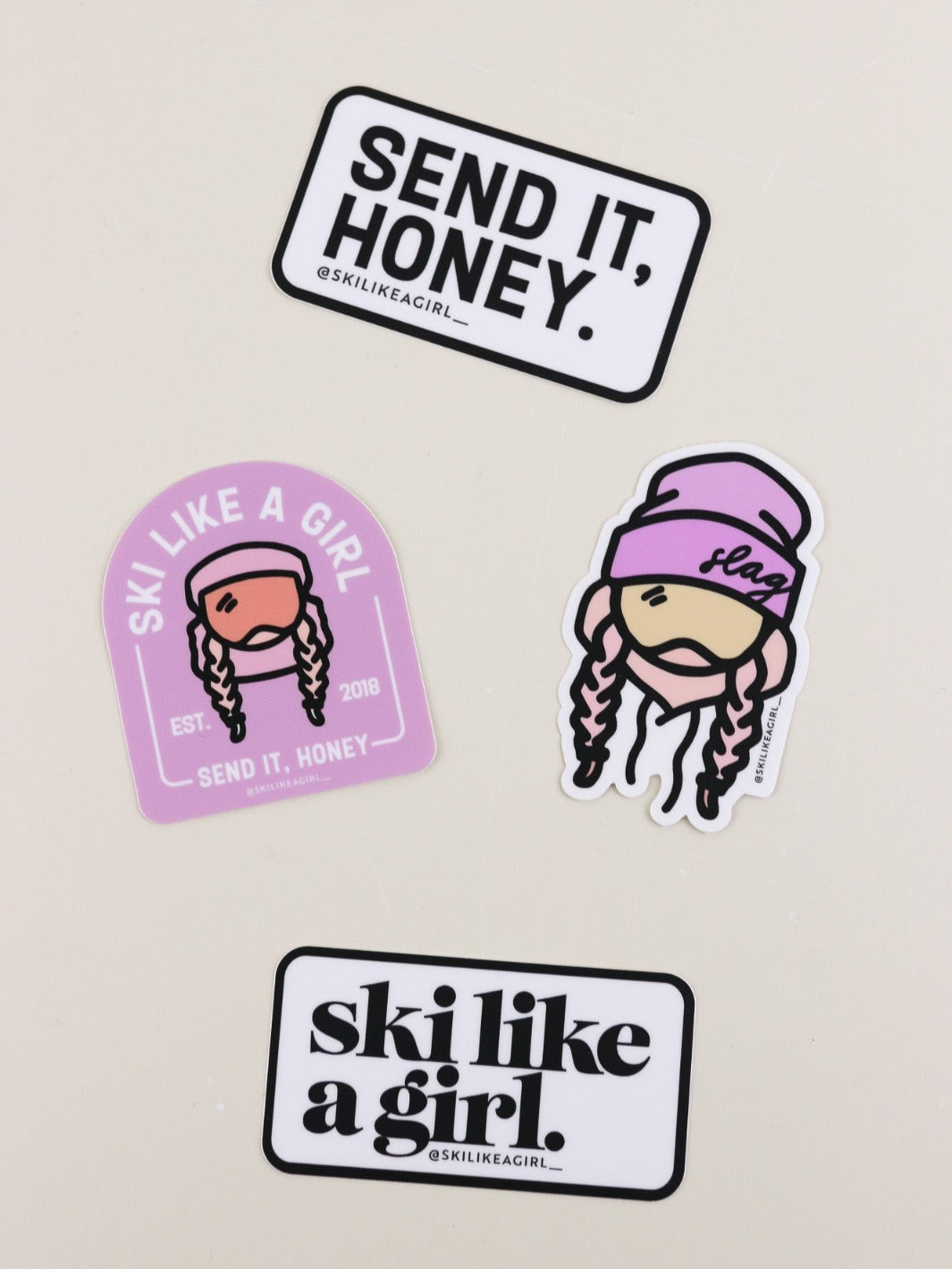 Ski Like a Girl Lilac Sticker 4-Pack - Heyday