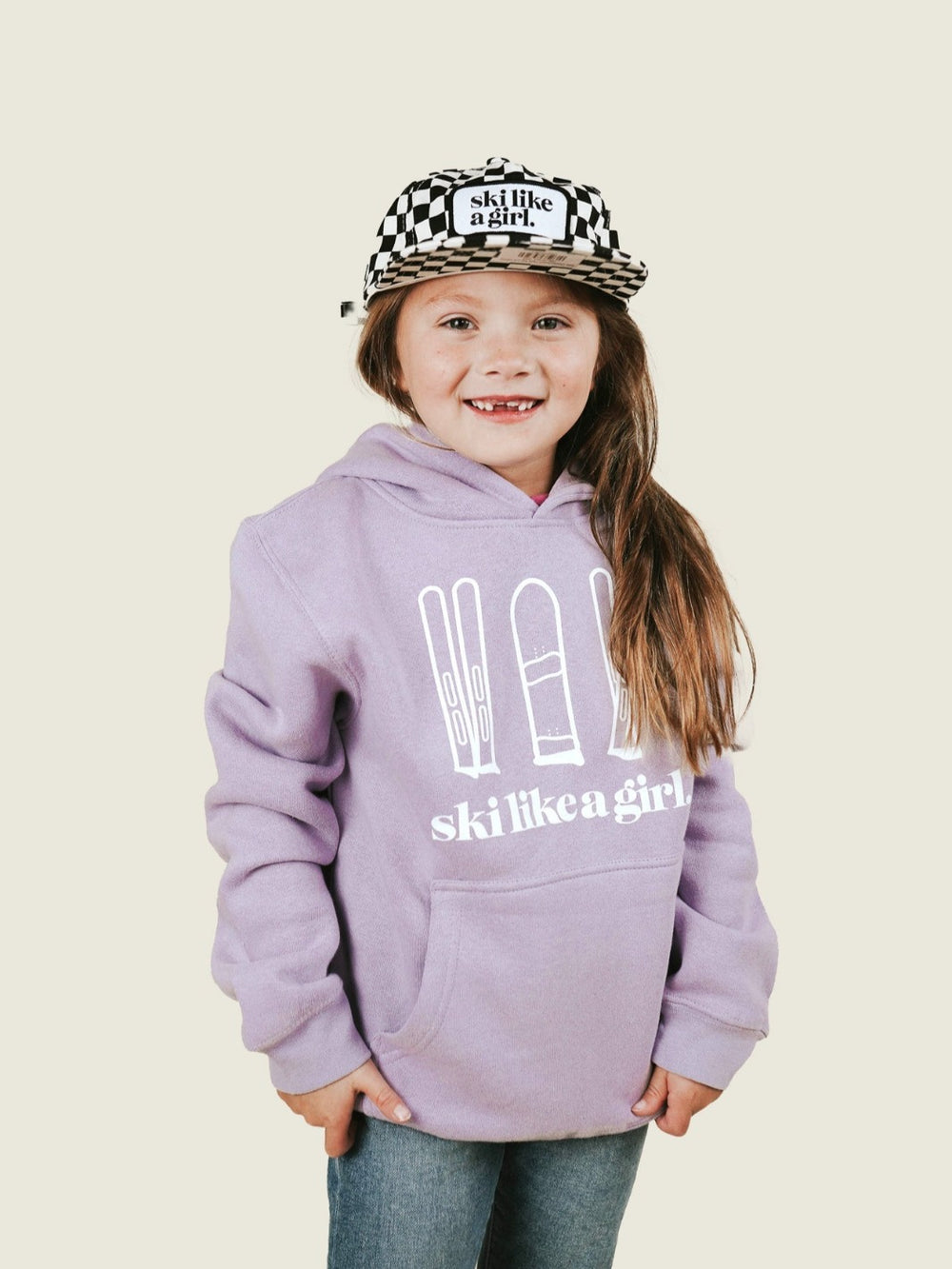 Ski Like a Girl Lilac Youth Hoodie - Heyday