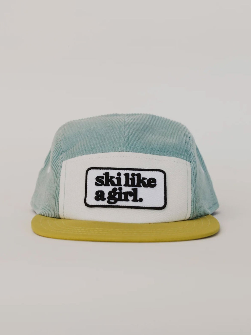 Ski Like a Girl Mint + Yellow Corduroy Hat - Heyday