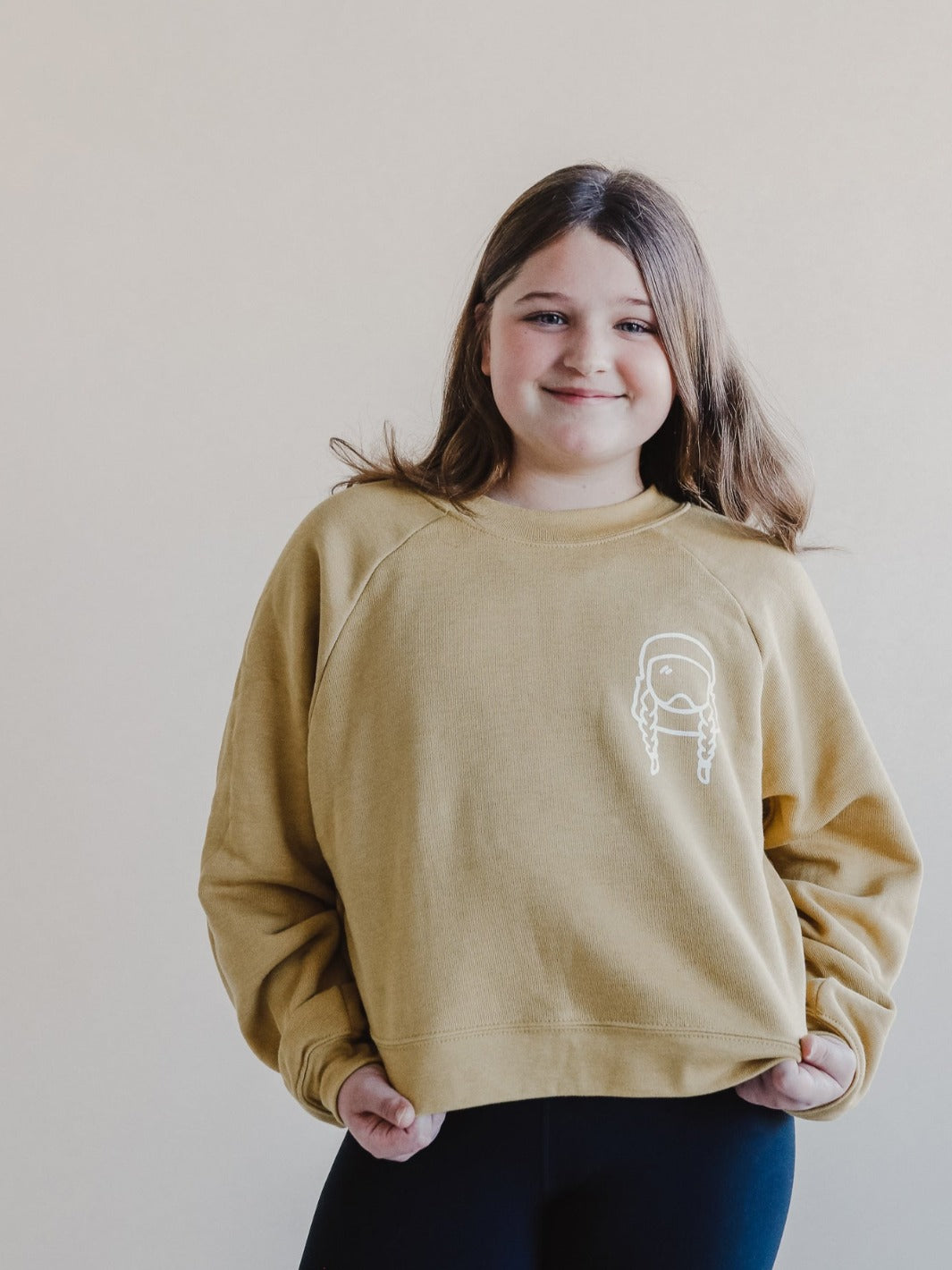 Ski Like a Girl Mustard Cropped Fleece Pullover - Heyday