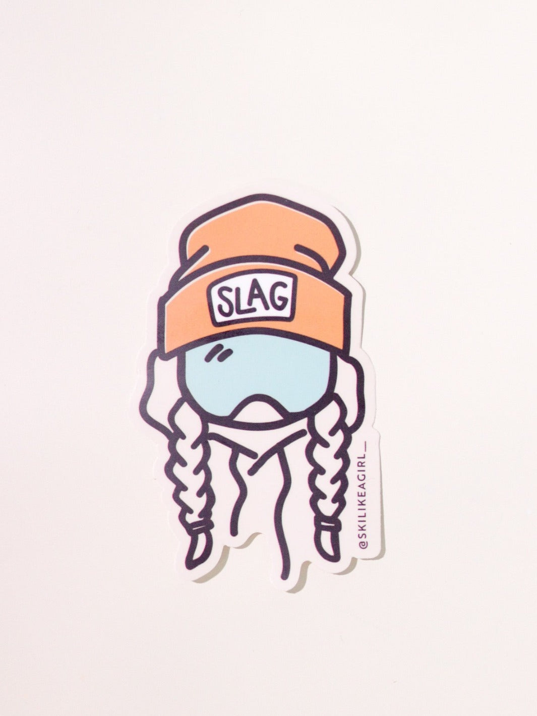 Ski Like a Girl Orange + Blue Beanie Girl Sticker - Heyday