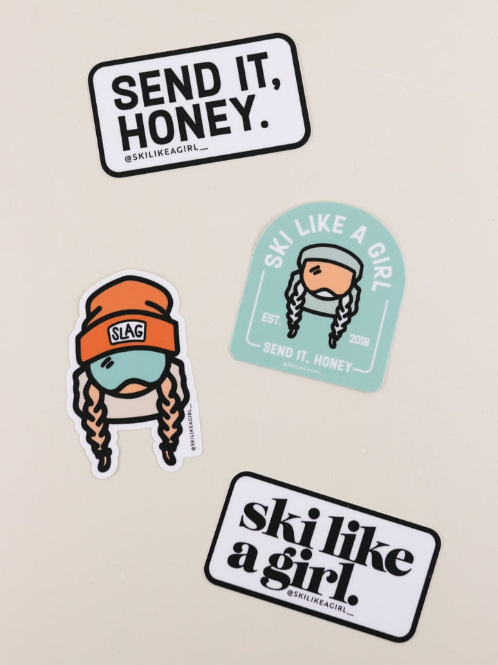 Ski Like a Girl Orange Sticker 4-Pack - Heyday