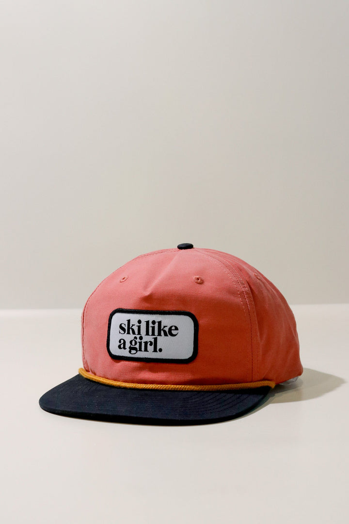 Ski Like a Girl Pink + Black Nylon Hat - Heyday